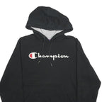 CHAMPION Mens Black Pullover Hoodie S Branded Logo Cotton Blend Casual