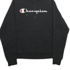 CHAMPION Mens Black Pullover Hoodie S Branded Logo Cotton Blend Casual