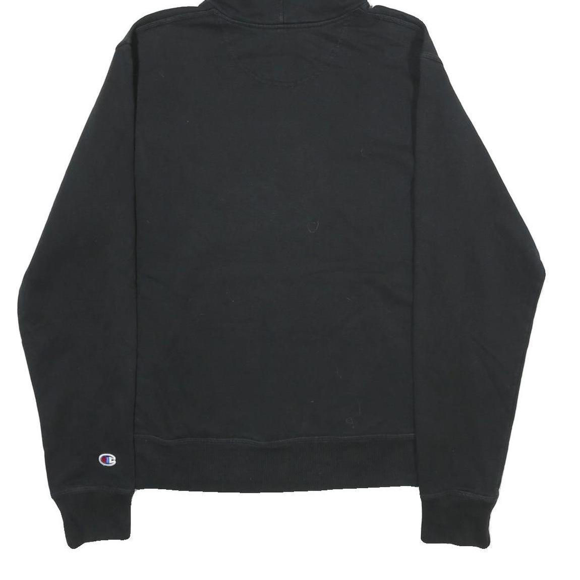 CHAMPION Mens Black Pullover Hoodie S Branded Logo Cotton Blend Casual