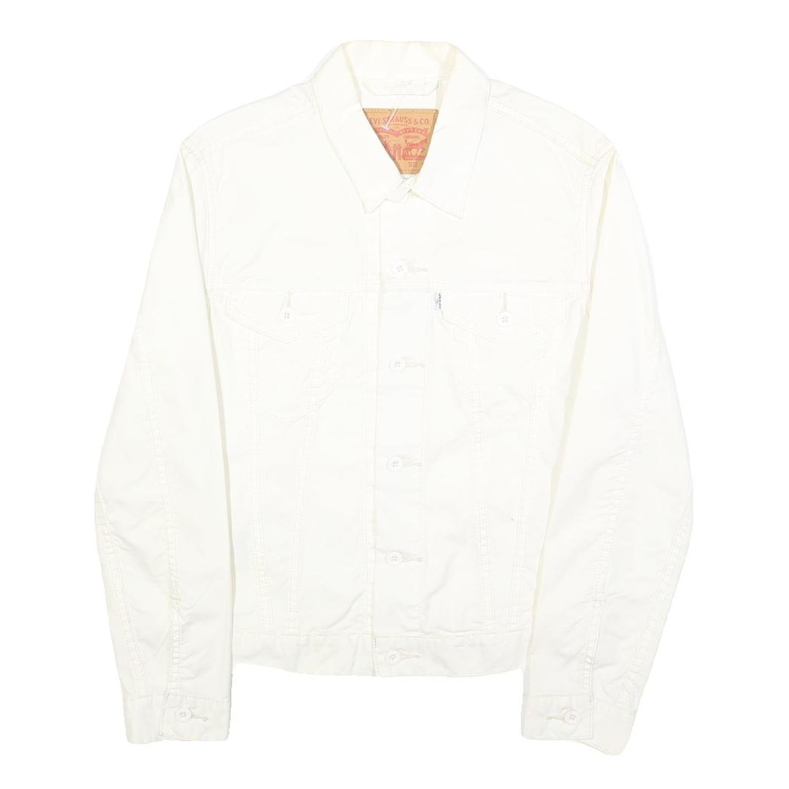 LEVI'S Womens White Button Jacket S Cotton Blend Plain Classic Casual Outerwear
