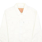 LEVI'S Womens White Button Jacket S Cotton Blend Plain Classic Casual Outerwear