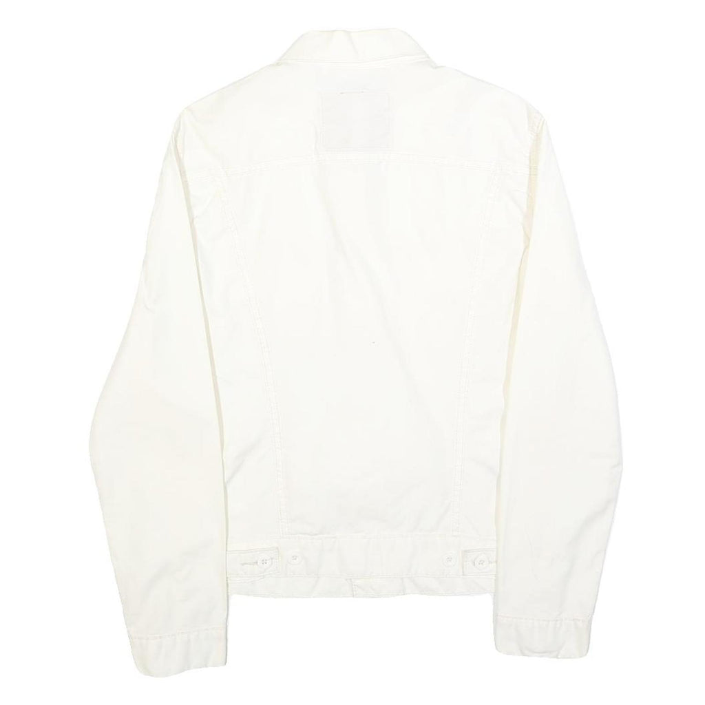 LEVI'S Womens White Button Jacket S Cotton Blend Plain Classic Casual Outerwear