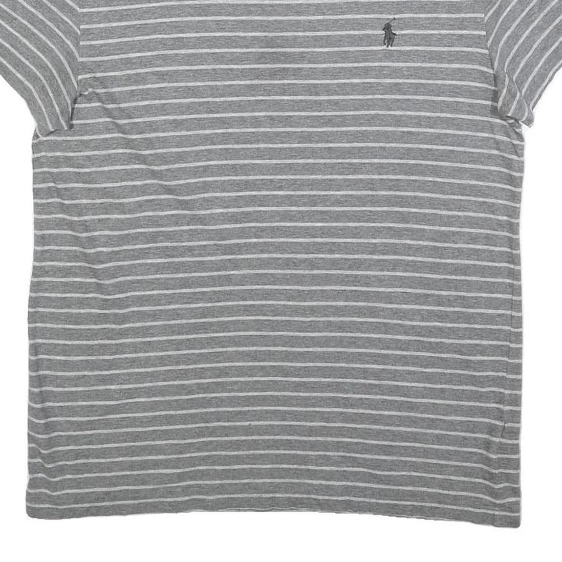 POLO RALPH LAUREN Mens Grey & White Stripe Short Sleeve Crew Neck T-Shirt S