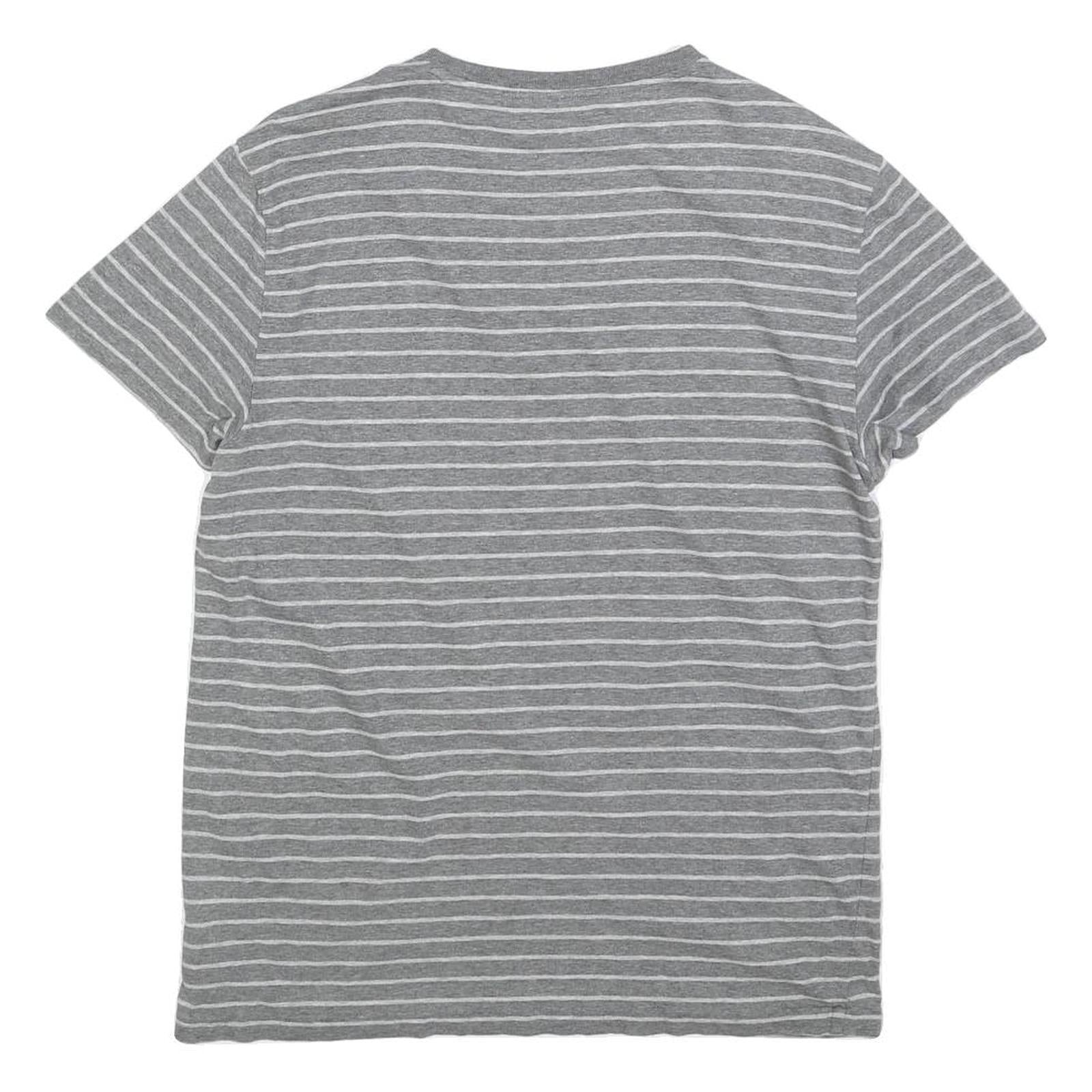 POLO RALPH LAUREN Mens Grey & White Stripe Short Sleeve Crew Neck T-Shirt S