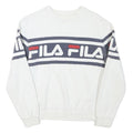 FILA Mens White & Navy Blue Crew Neck S Logo Sweatshirt Cotton Blend