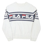 FILA Mens White & Navy Blue Crew Neck S Logo Sweatshirt Cotton Blend
