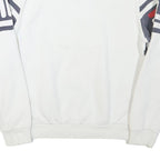 FILA Mens White & Navy Blue Crew Neck S Logo Sweatshirt Cotton Blend