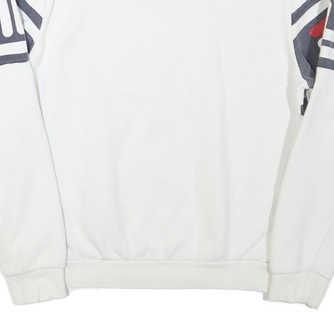 FILA Mens White & Navy Blue Crew Neck S Logo Sweatshirt Cotton Blend