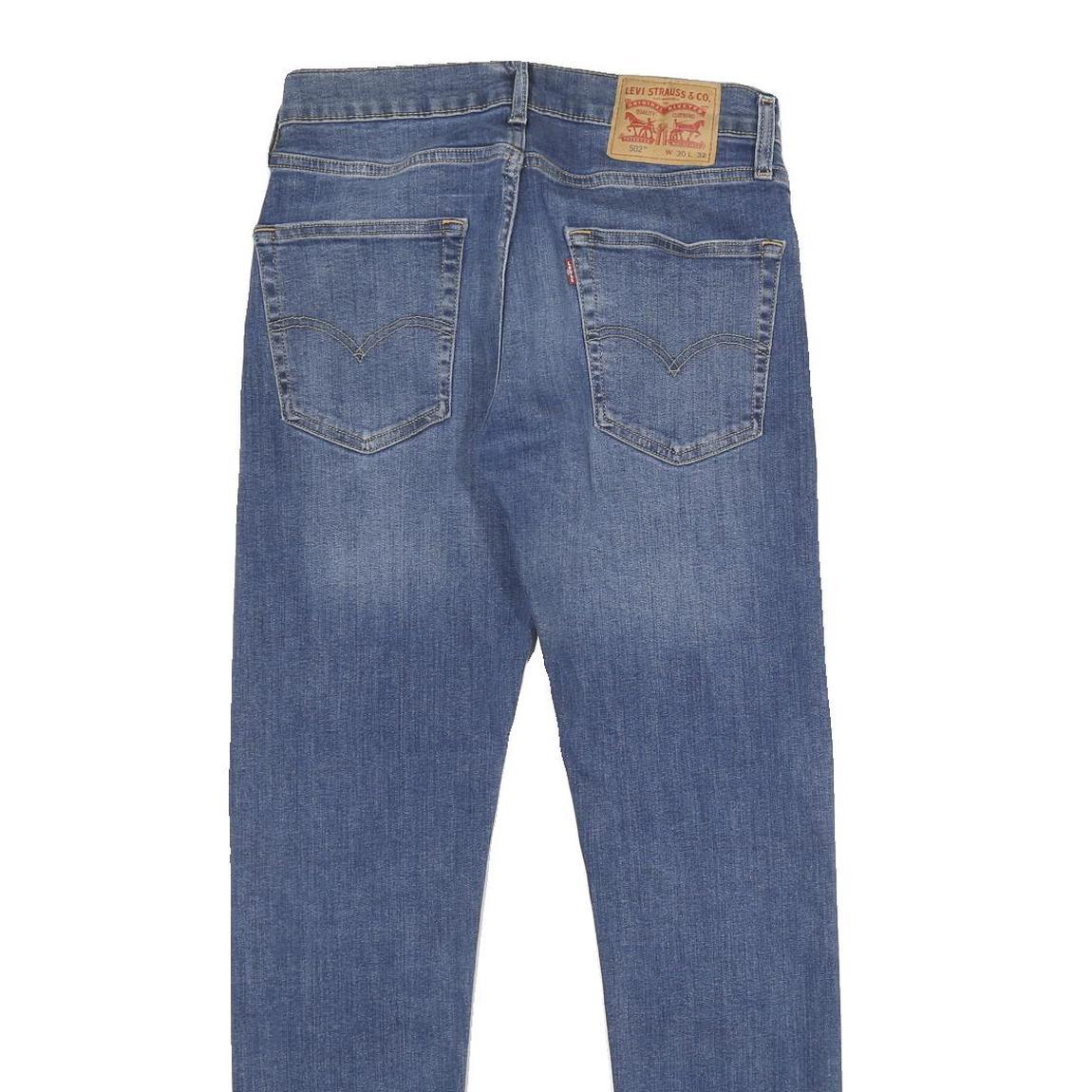 LEVI'S 502 Mens Jeans Blue Regular Straight Denim Medium W30 L32 Classic Fit Zip