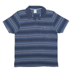 NIKE Mens Blue & White Striped Short Sleeve Polo Shirt L Cotton Pocket