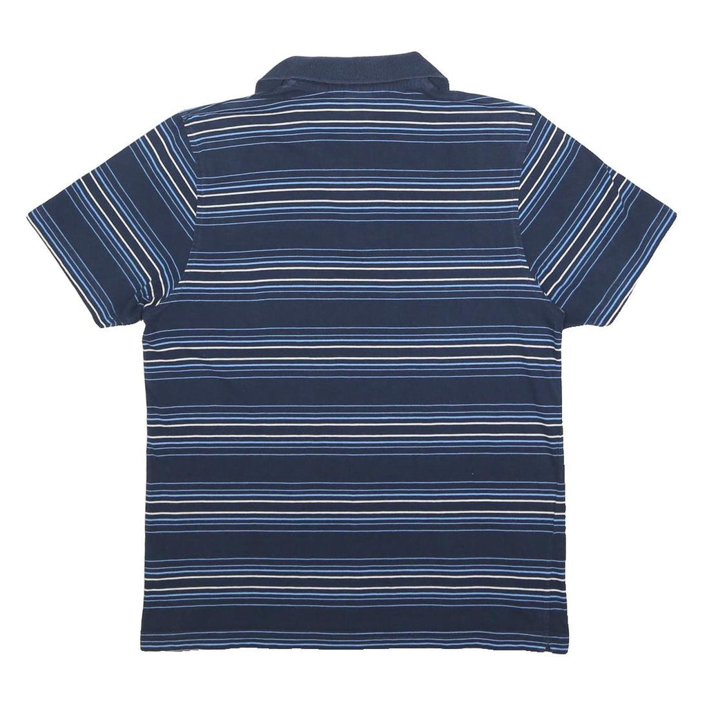 NIKE Mens Blue & White Striped Short Sleeve Polo Shirt L Cotton Pocket