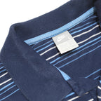 NIKE Mens Blue & White Striped Short Sleeve Polo Shirt L Cotton Pocket