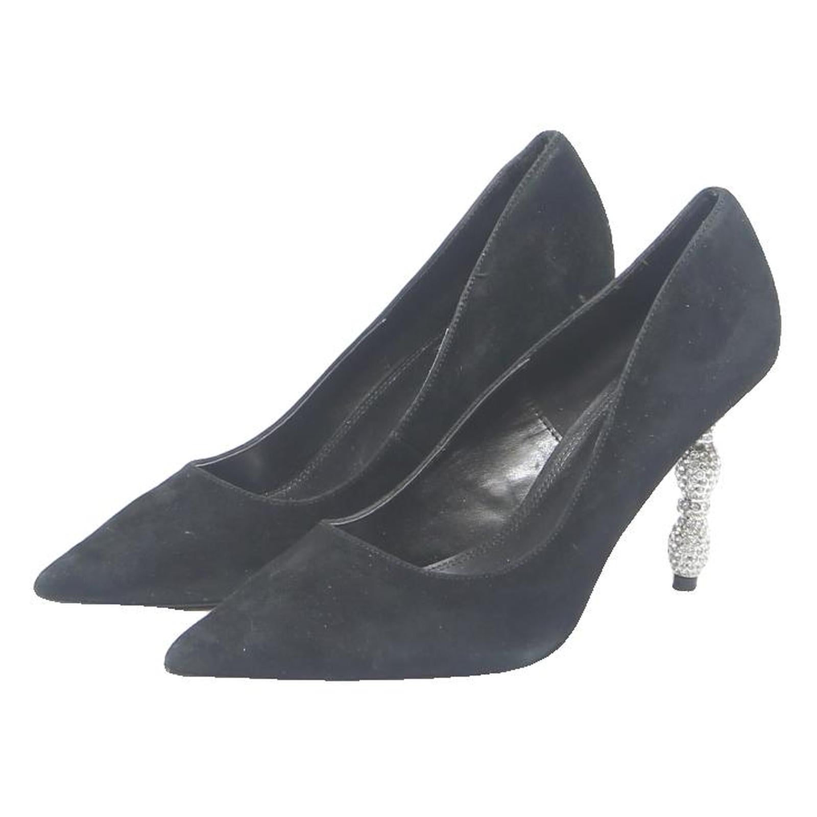 DUNE LONDON Womens Elegant Suede Black Pointed Toe Stiletto Heels UK 8