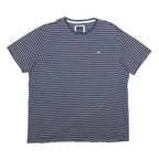 CREW CLOTHING Mens Blue & White Striped T-Shirt 2XL Short Sleeve Crew Neck