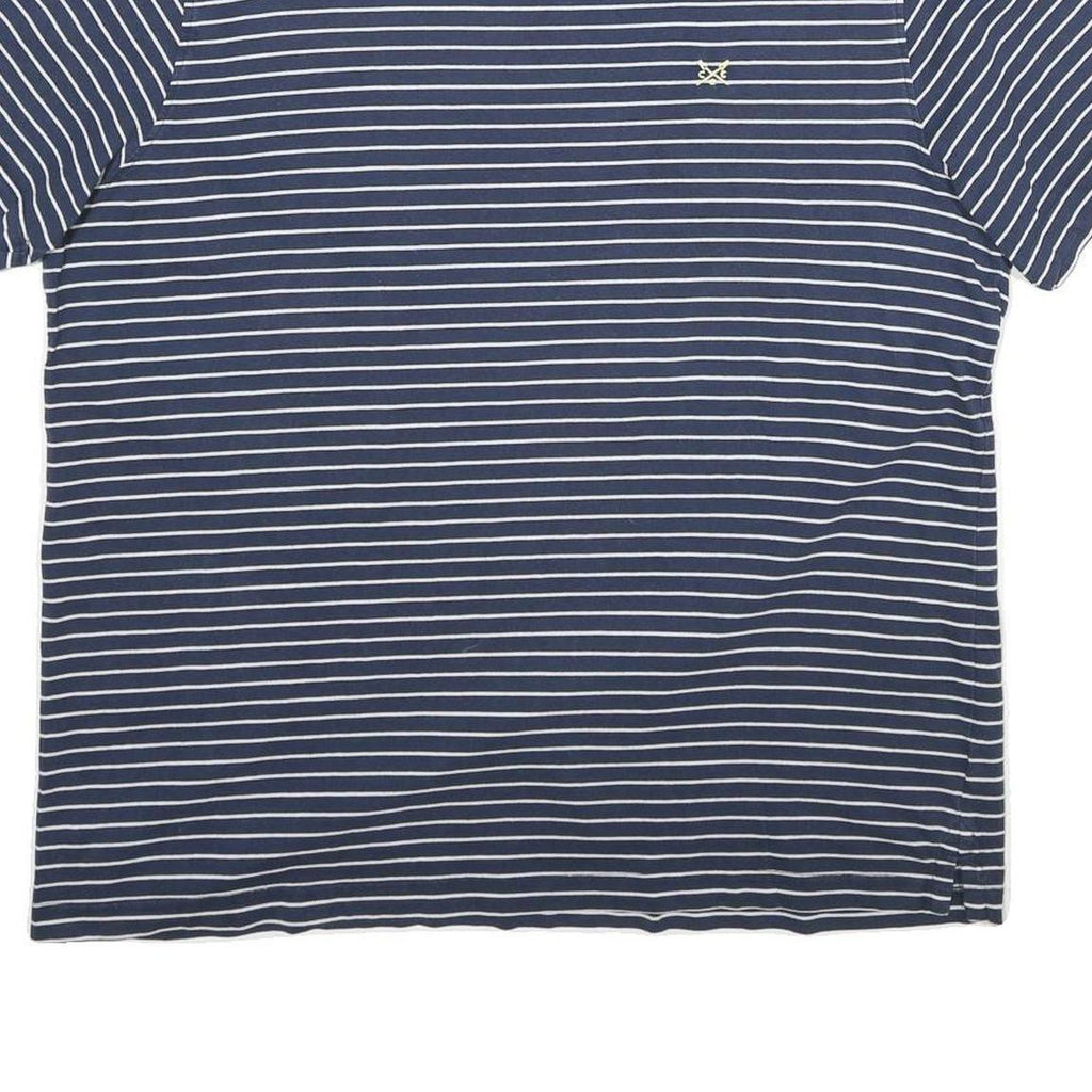 CREW CLOTHING Mens Blue & White Striped T-Shirt 2XL Short Sleeve Crew Neck