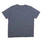 CREW CLOTHING Mens Blue & White Striped T-Shirt 2XL Short Sleeve Crew Neck