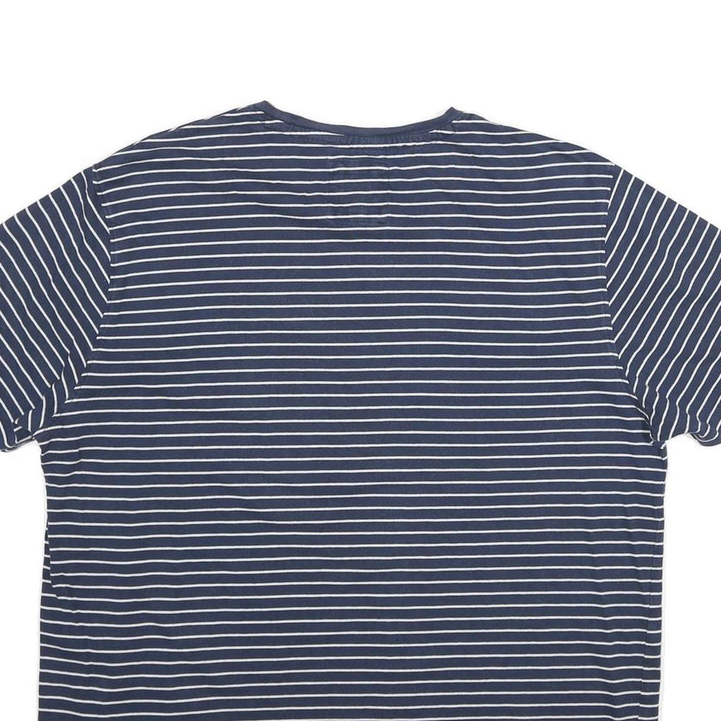 CREW CLOTHING Mens Blue & White Striped T-Shirt 2XL Short Sleeve Crew Neck