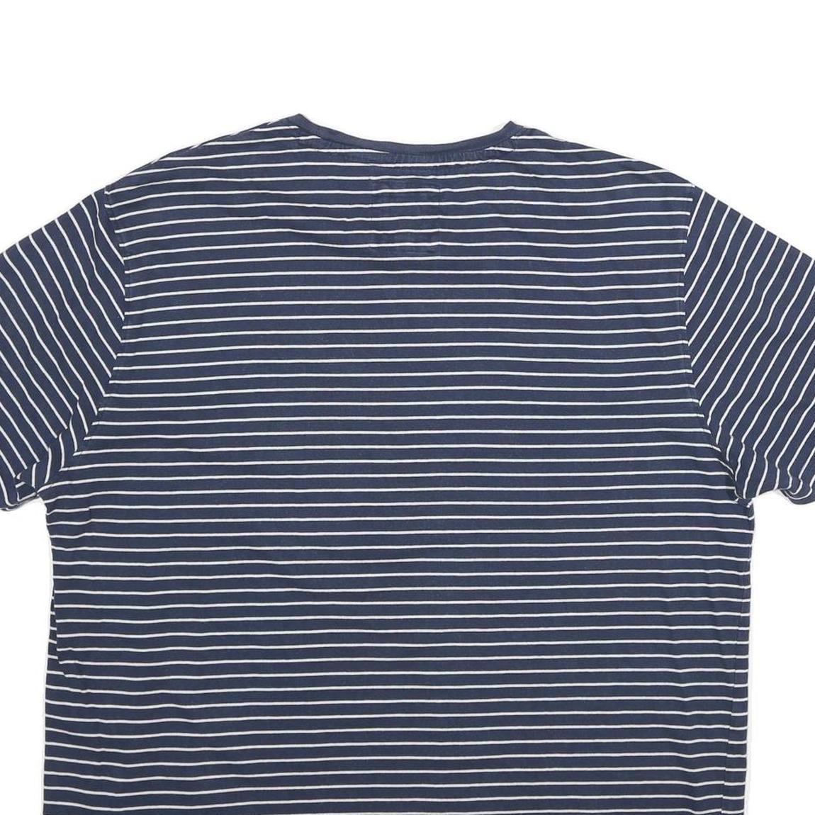 CREW CLOTHING Mens Blue & White Striped T-Shirt 2XL Short Sleeve Crew Neck