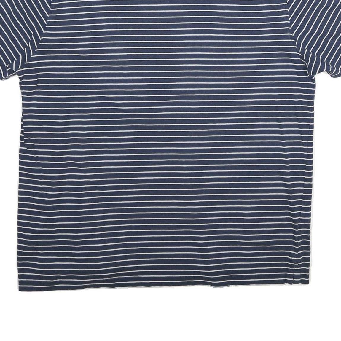 CREW CLOTHING Mens Blue & White Striped T-Shirt 2XL Short Sleeve Crew Neck