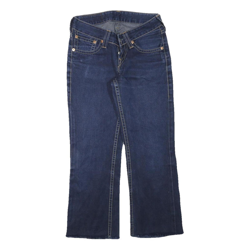 LEVI'S Womens Jeans Blue Regular Straight Denim Medium W28 L25 Cropped Frayed
