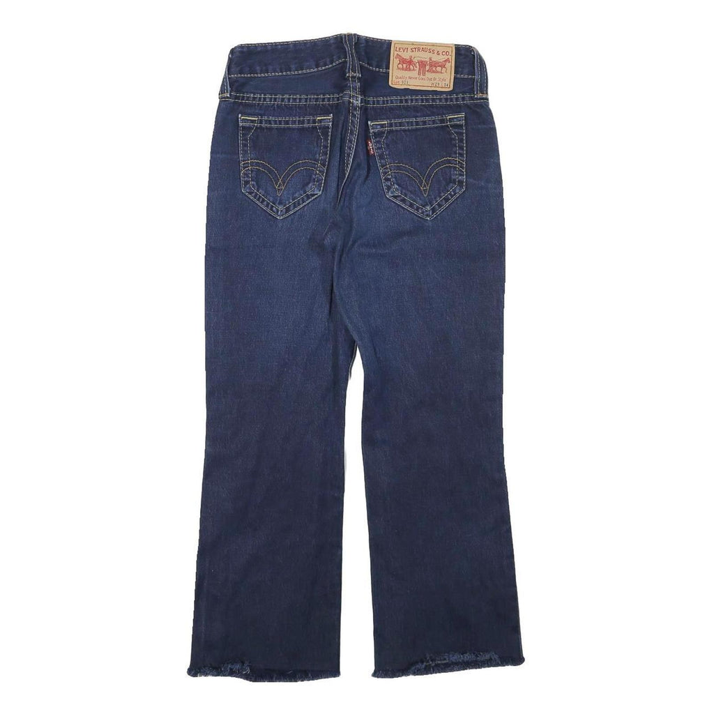 LEVI'S Womens Jeans Blue Regular Straight Denim Medium W28 L25 Cropped Frayed