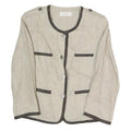 CINOCHE Womens Beige Cotton Blend Button Jacket S Contrast Trim Tailored