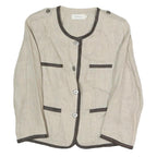 CINOCHE Womens Beige Cotton Blend Button Jacket S Contrast Trim Tailored