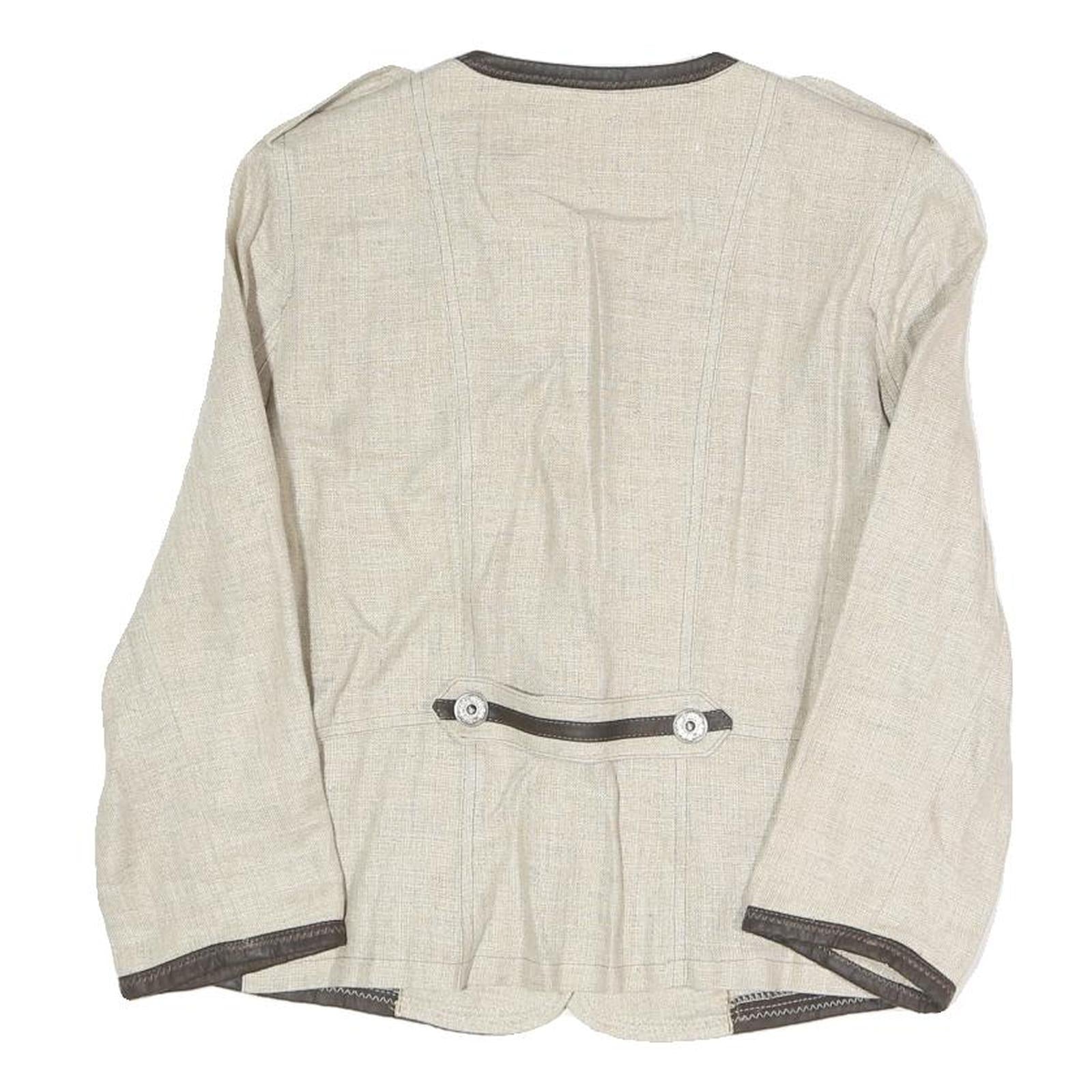 CINOCHE Womens Beige Cotton Blend Button Jacket S Contrast Trim Tailored