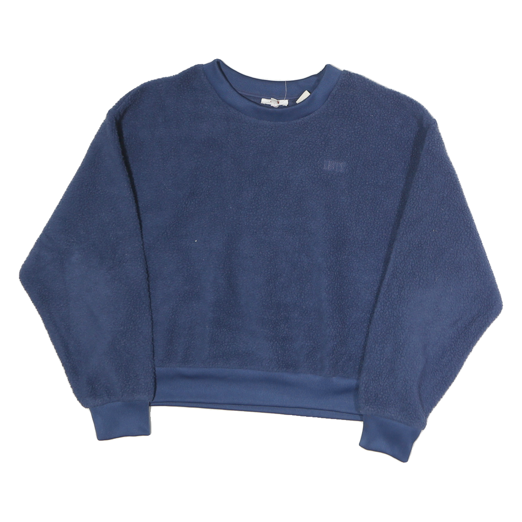 LEVI'S Mens Blue Plain Crew Neck Chunky Knit Jumper S Polyester Casual Wear