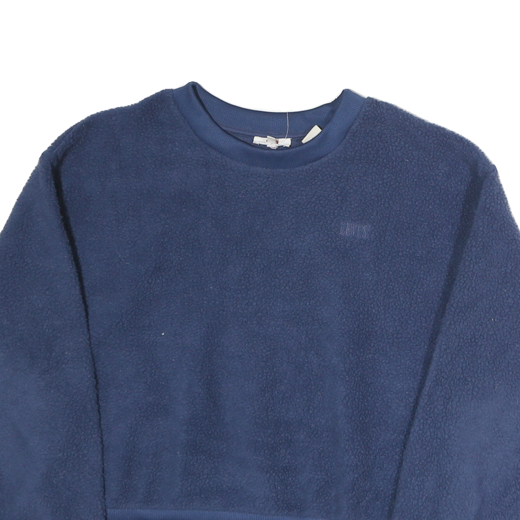 LEVI'S Mens Blue Plain Crew Neck Chunky Knit Jumper S Polyester Casual Wear