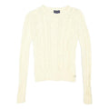 AMERICAN EAGLE Womens Cream Patterned Cable Knit Crew Neck Jumper XS Cotton
