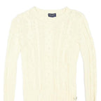 AMERICAN EAGLE Womens Cream Patterned Cable Knit Crew Neck Jumper XS Cotton