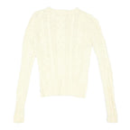 AMERICAN EAGLE Womens Cream Patterned Cable Knit Crew Neck Jumper XS Cotton