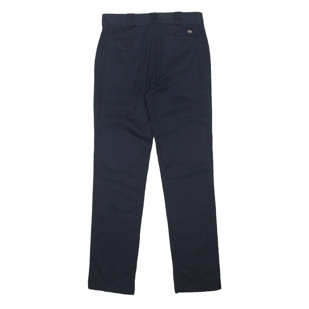 DICKIES Mens Cotton Blend Navy Regular Straight Trousers W31 L33 Workwear Casual