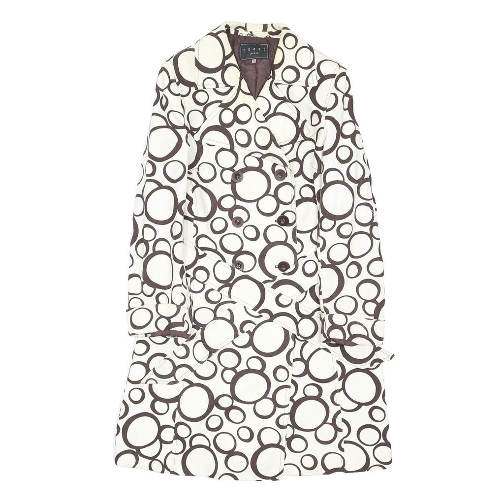 COAST Womens Cream & Brown Geometric Print Jacket UK 12 Cotton Blend Button