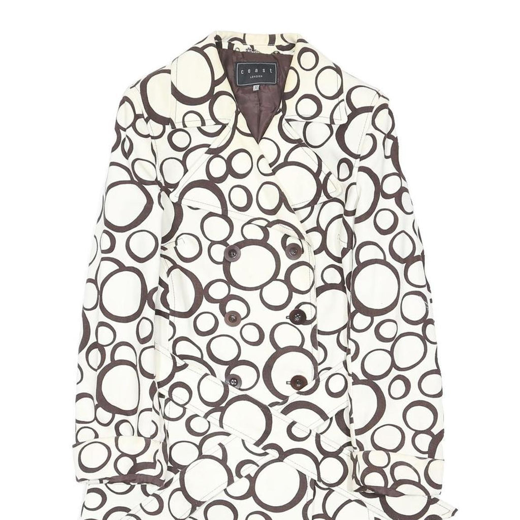COAST Womens Cream & Brown Geometric Print Jacket UK 12 Cotton Blend Button