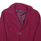 Womens Burgundy Wool Blend Button Jacket XS Tailored Plain Stylish Winter