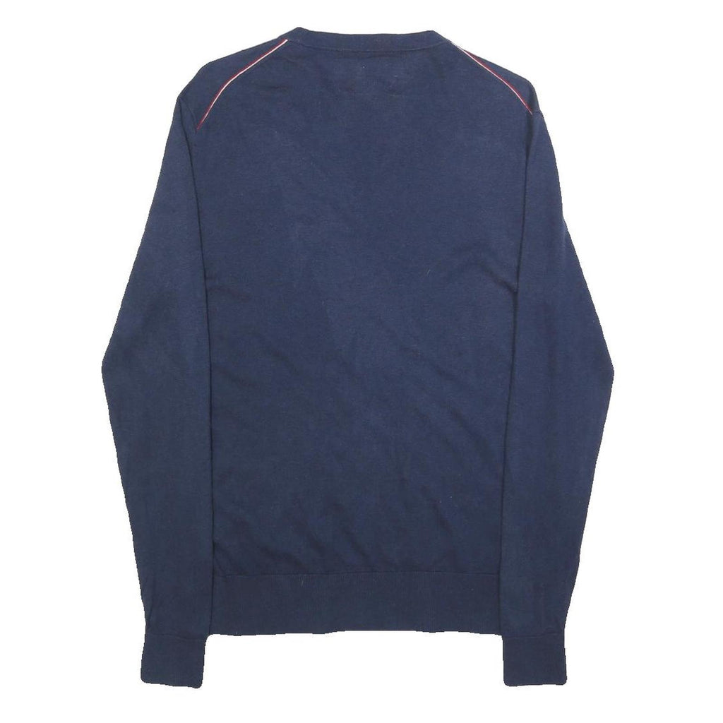 PRETTY GREEN Mens Blue Plain Crew Neck Basic Knit Jumper XS Wool Blend Stylish