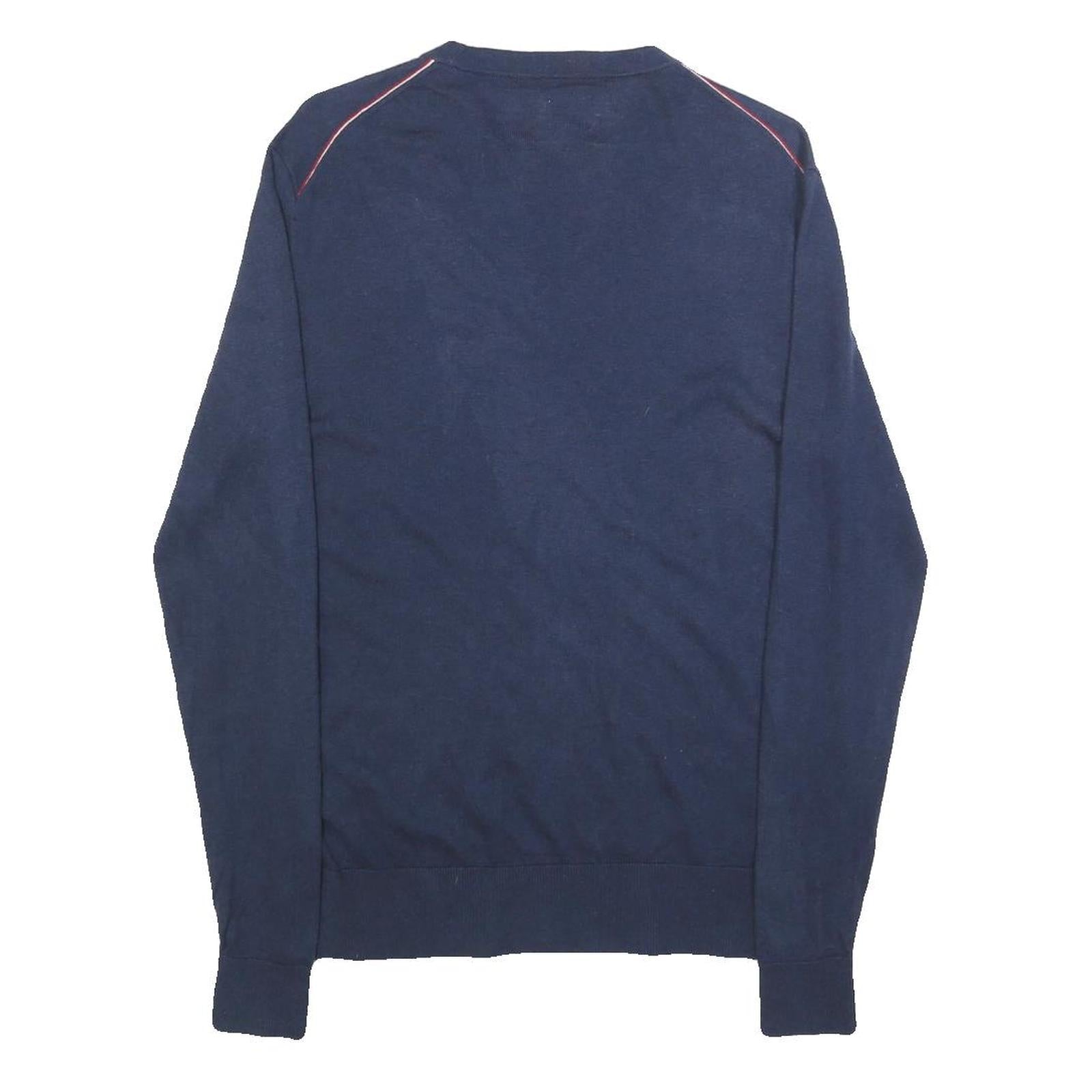 PRETTY GREEN Mens Blue Plain Crew Neck Basic Knit Jumper XS Wool Blend Stylish