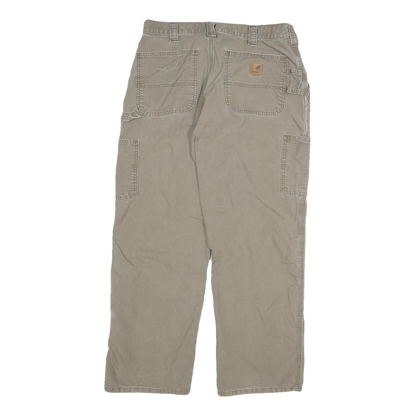 CARHARTT Mens Cotton Blend Beige Relaxed Straight Trousers W31 L28 Workwear