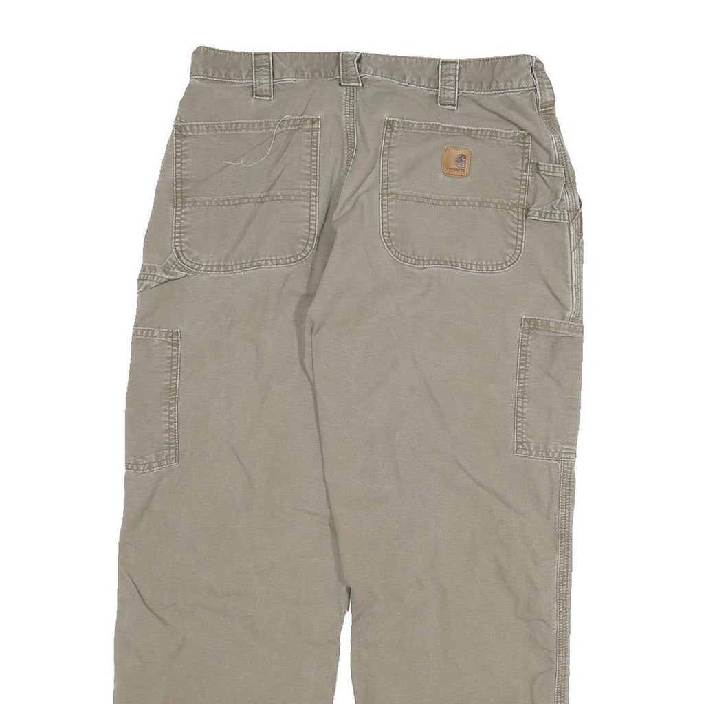CARHARTT Mens Cotton Blend Beige Relaxed Straight Trousers W31 L28 Workwear