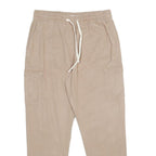 CLOCKHOUSE Womens Relaxed Beige Cotton Blend Drawstring Pocket Trousers W30 L30