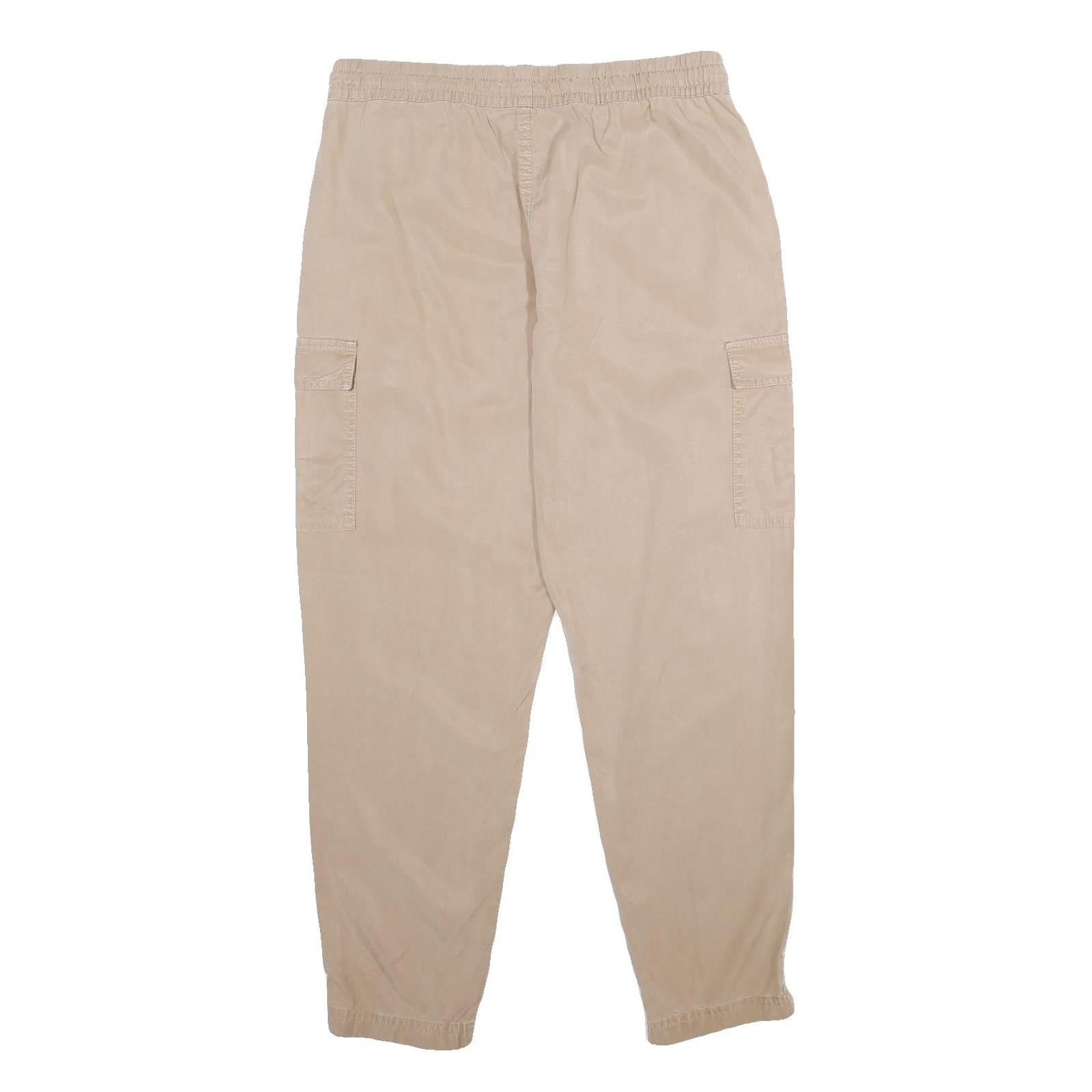 CLOCKHOUSE Womens Relaxed Beige Cotton Blend Drawstring Pocket Trousers W30 L30