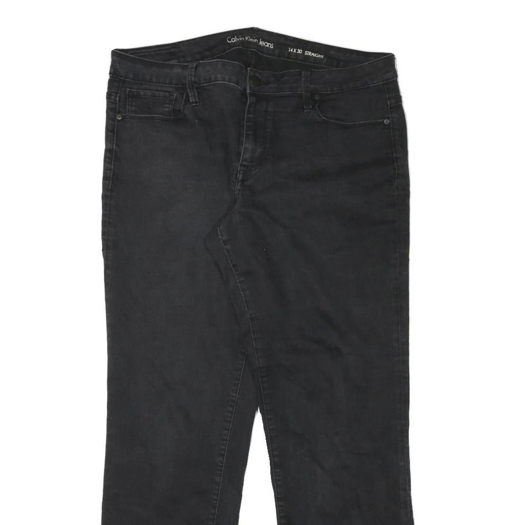 CALVIN KLEIN JEANS Womens Black Regular Straight Denim Dark W34 L28 Zip Casual