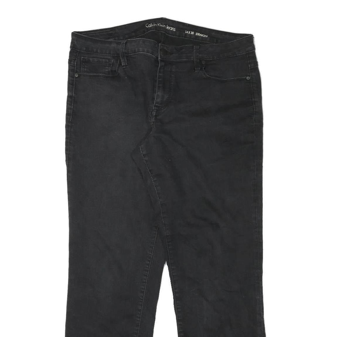 CALVIN KLEIN JEANS Womens Black Regular Straight Denim Dark W34 L28 Zip Casual