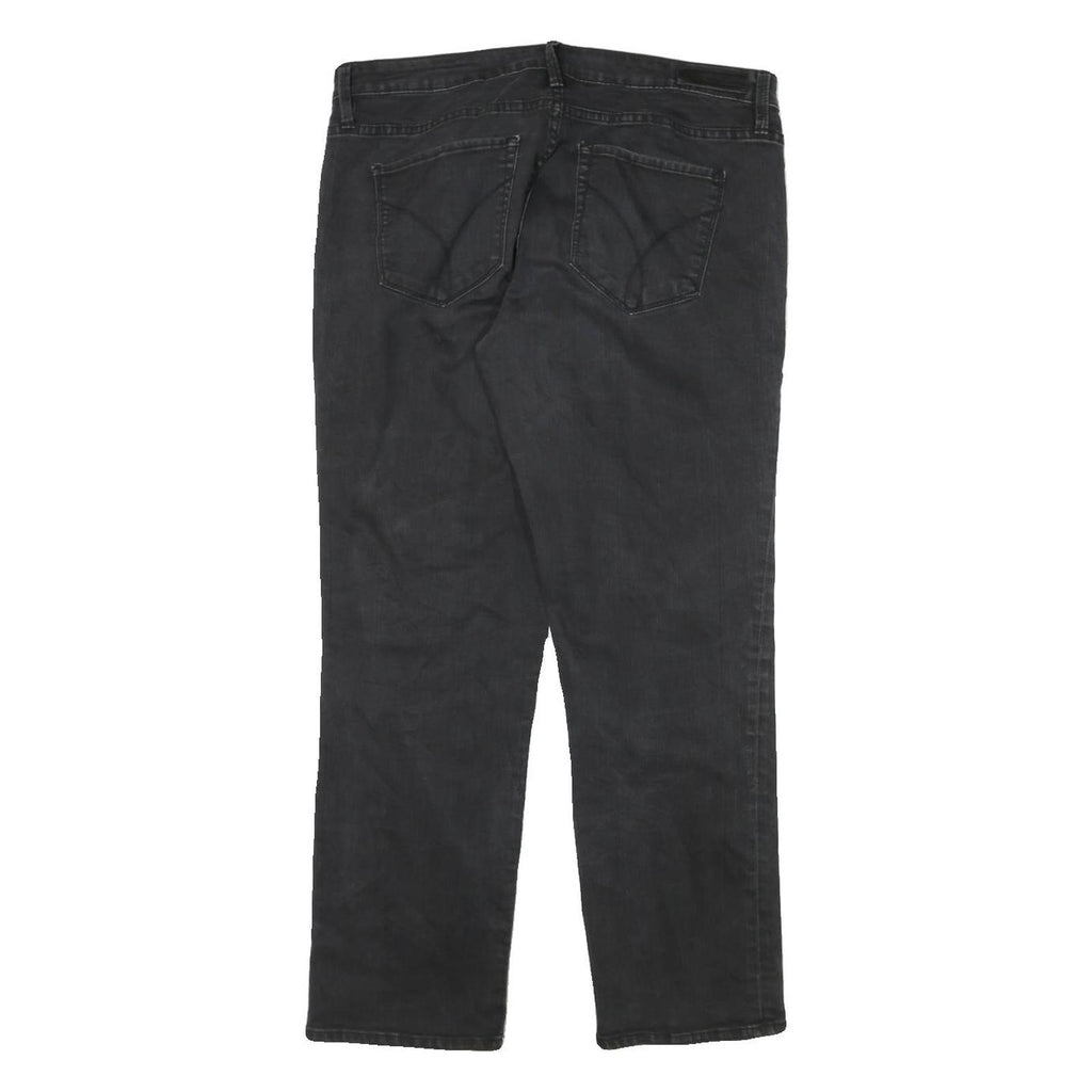 CALVIN KLEIN JEANS Womens Black Regular Straight Denim Dark W34 L28 Zip Casual