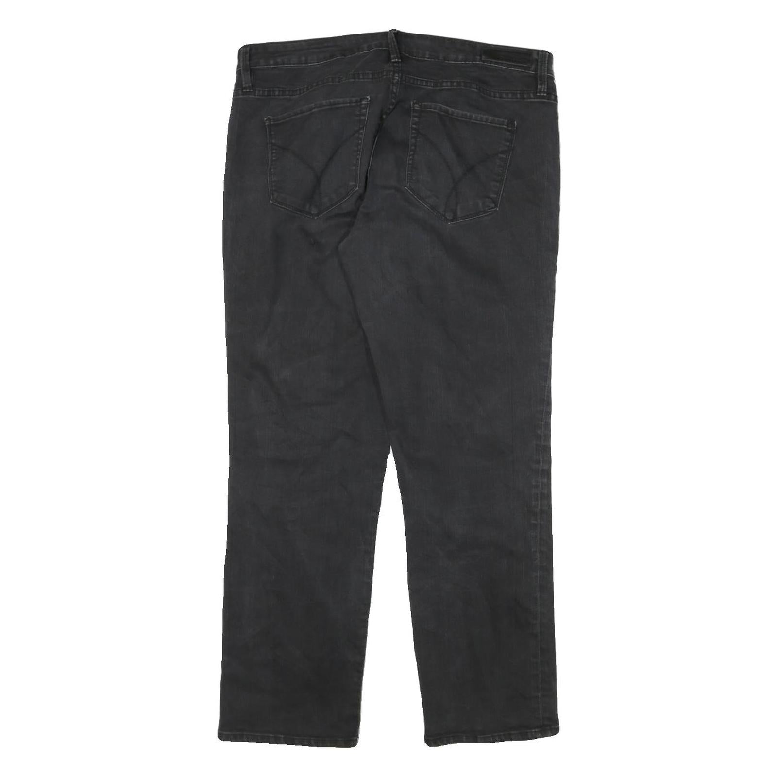CALVIN KLEIN JEANS Womens Black Regular Straight Denim Dark W34 L28 Zip Casual