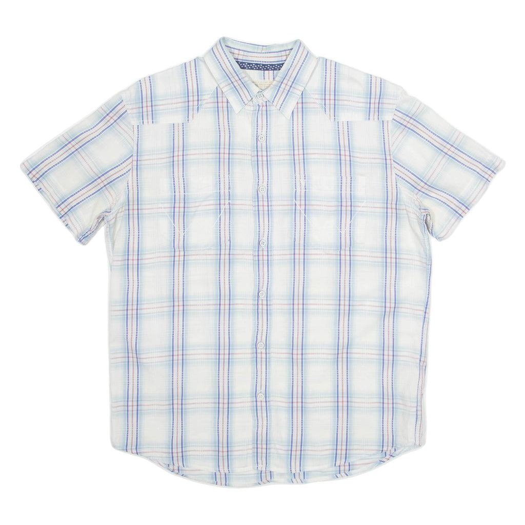 WRANGLER Mens Shirt Blue Check Short Sleeve L
