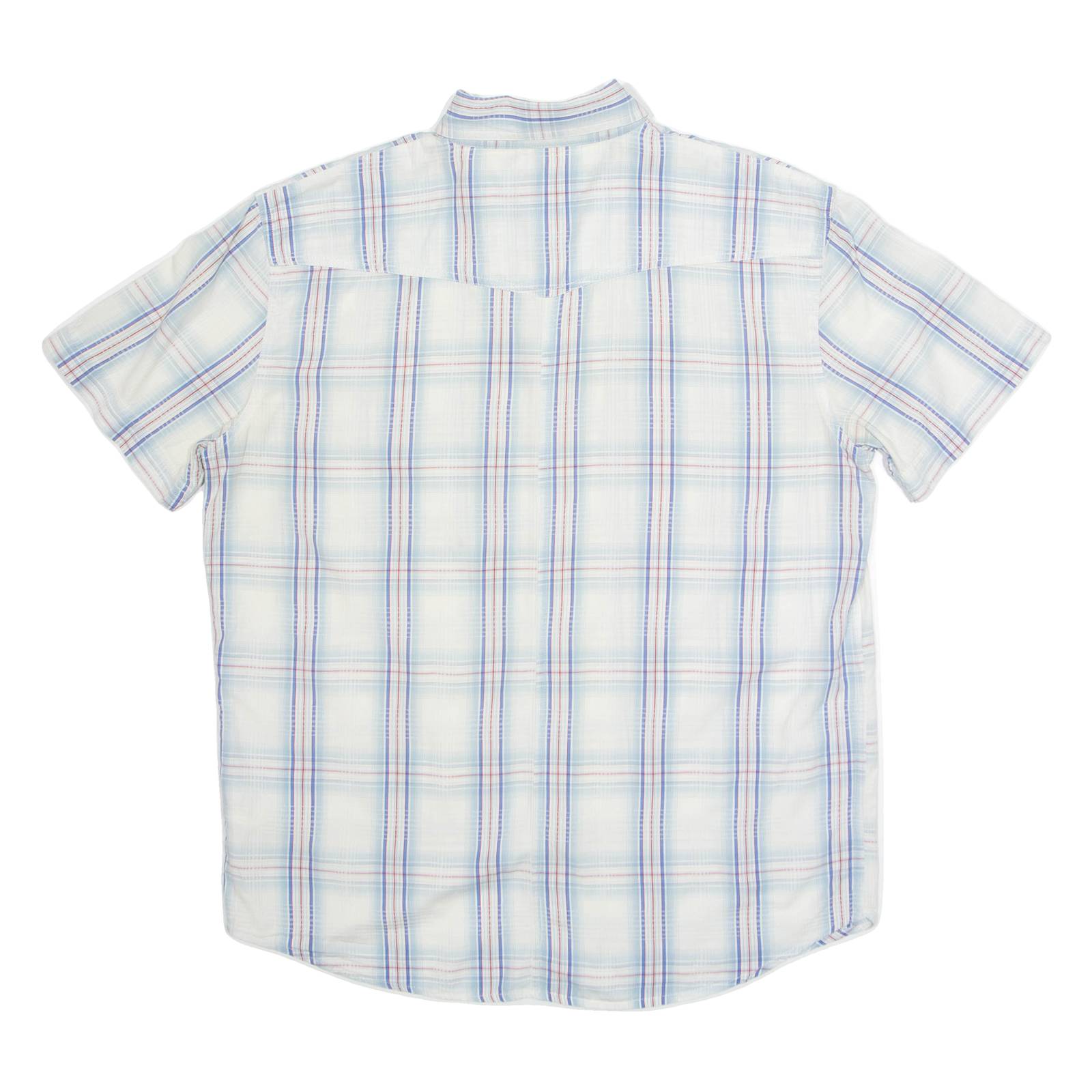WRANGLER Mens Shirt Blue Check Short Sleeve L