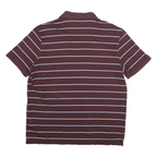 CALVIN KLEIN Mens Maroon & White Striped Short Sleeve Polo Shirt L Cotton Casual